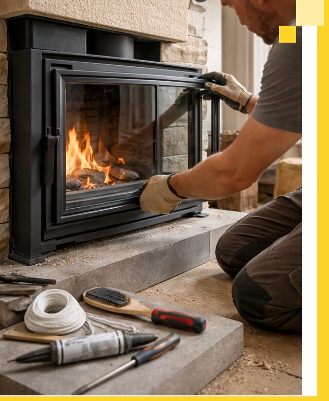 Производство, монтаж и доставка каминов со стеклом в Воронеже