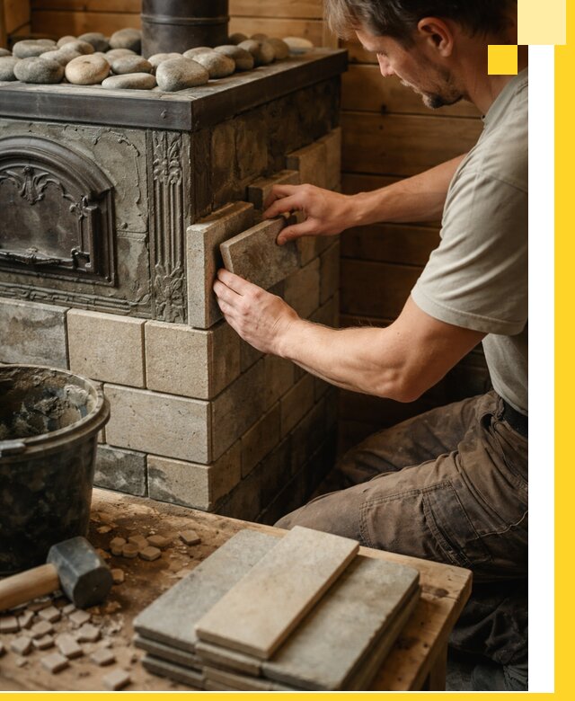 Облицовка банных печей в Воронеже профессиональная отделка