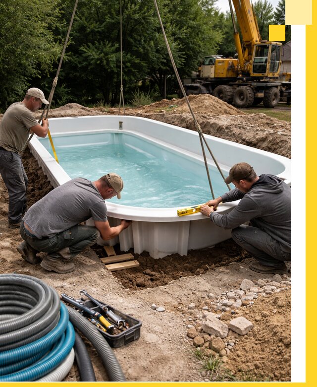 Установка и монтаж композитных бассейнов под ключ в Воронеже