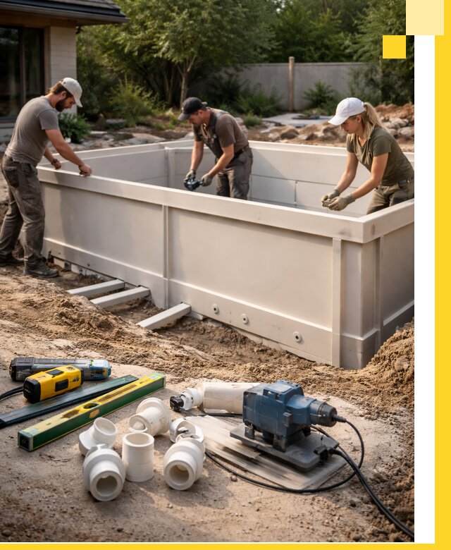 Установка полипропиленовых бассейнов под ключ в Воронеже