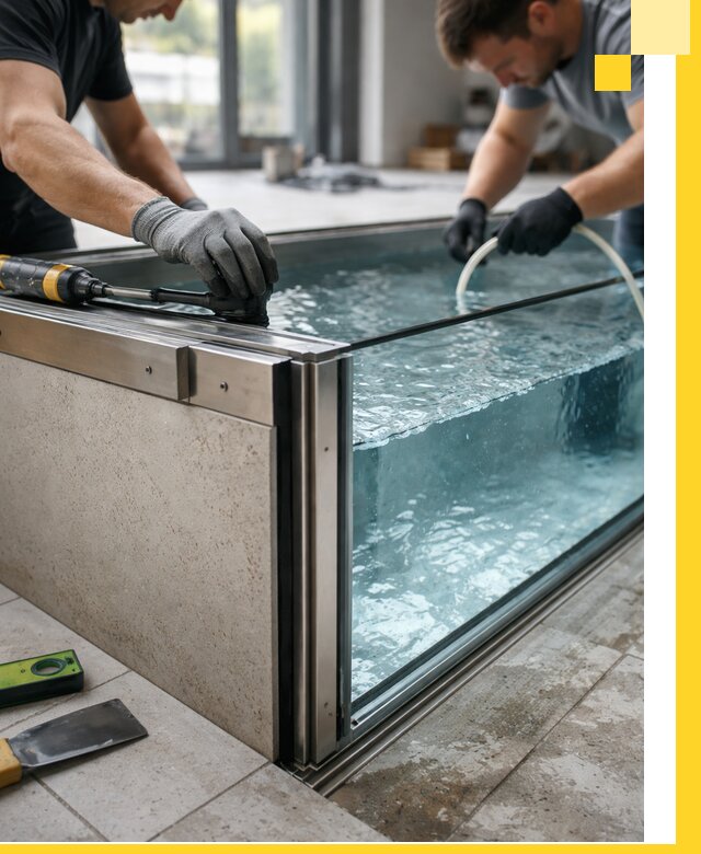 Проектирование и монтаж стеклянных бассейнов в Воронеже