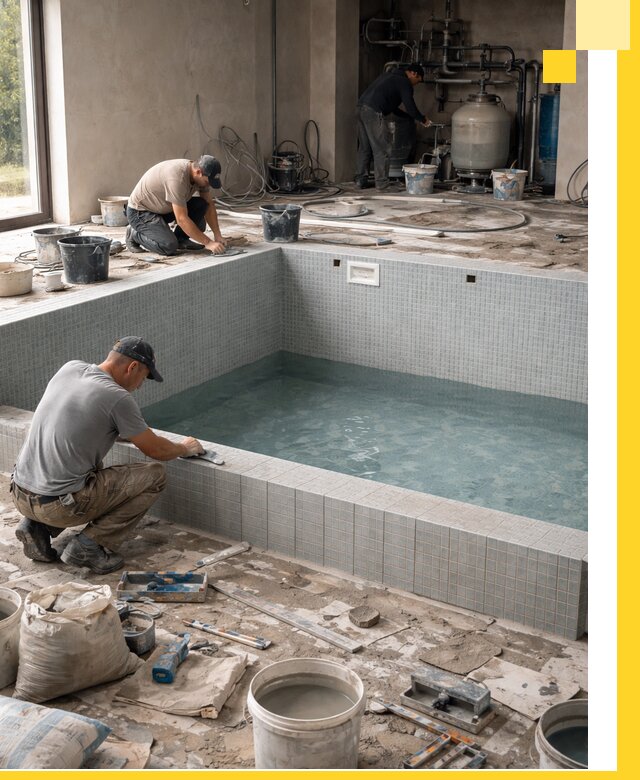 Строительство и монтаж бассейнов в помещении в Воронеже