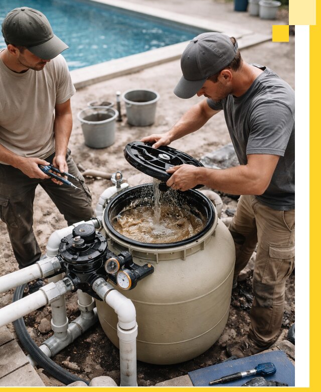 Установка и обслуживание песочных фильтров для бассейнов в Воронеже