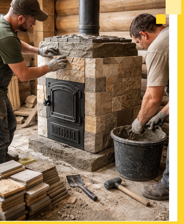 Облицовка банной печи под ключ в Воронеже: камень и плитка