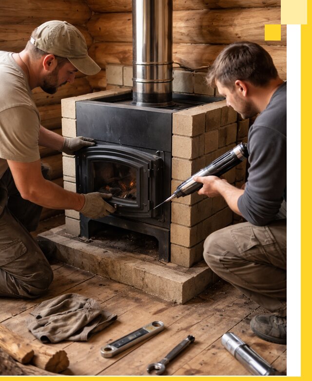 Монтаж и установка печи в бане под ключ с гарантией в Воронеже