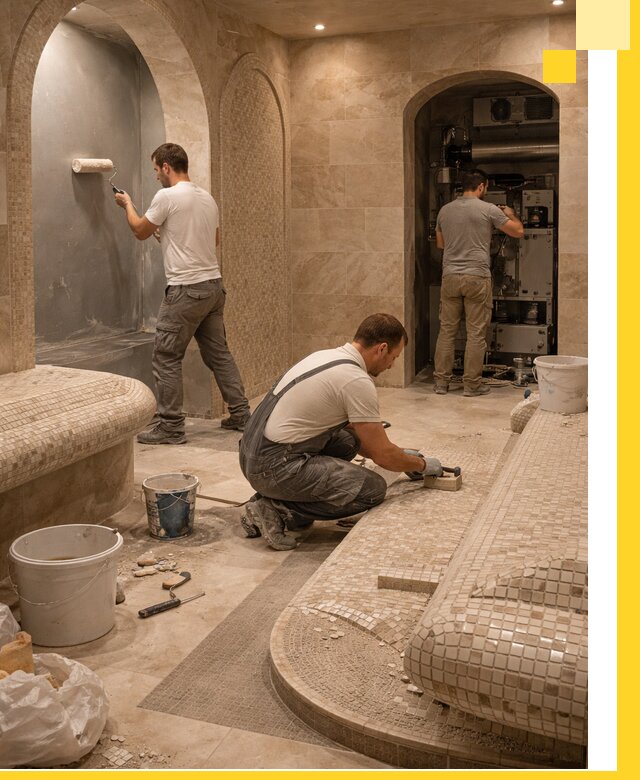 Строительство бани с хамамом и бассейном под ключ в Воронеже