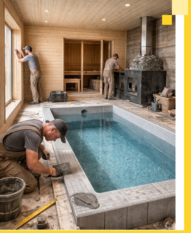 Проект бани с бассейном и сауной в Воронеже под ключ