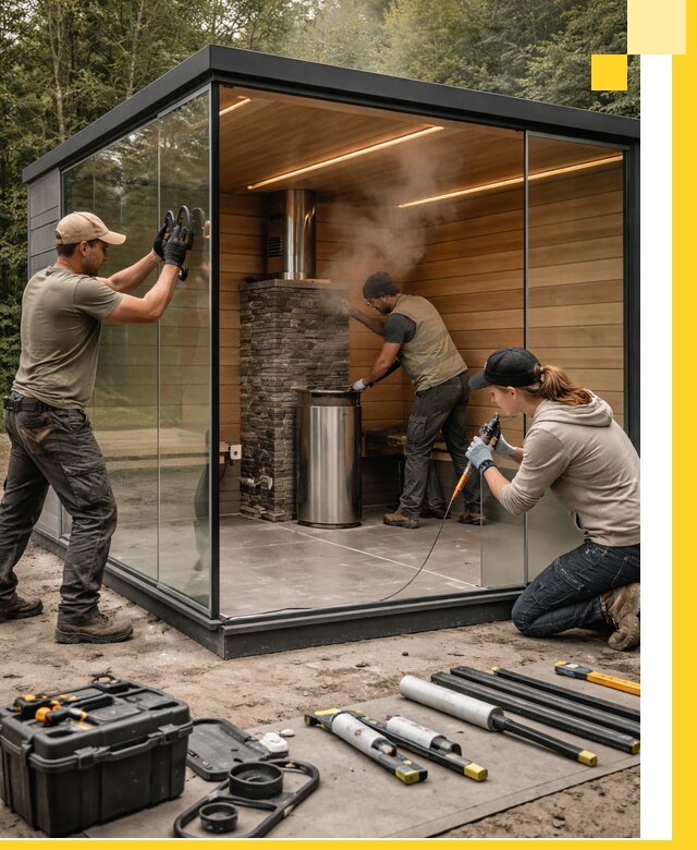 Проектирование и строительство стеклянных бань в Воронеже