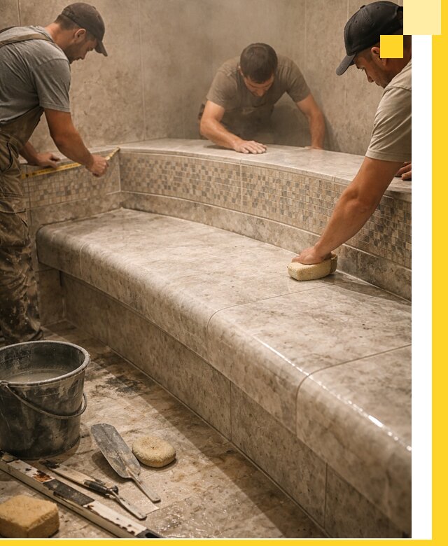 Изготовление и установка сидений для хамама в Воронеже