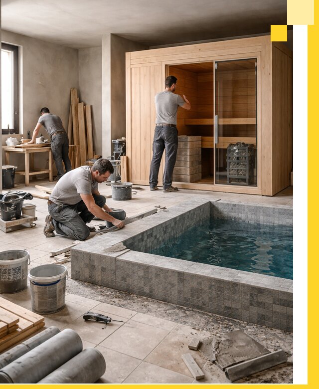 SPA зоны под ключ с бассейном сауной и печью в Воронеже